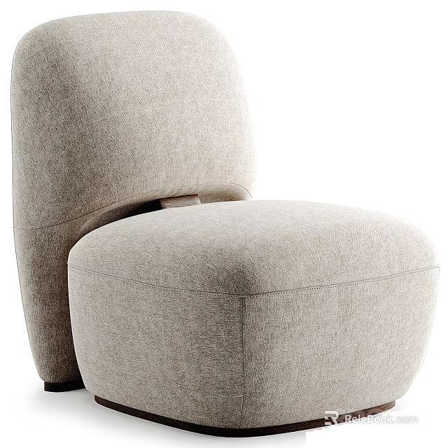 Modern Upholstered Single Sofa With Cozy Round Design And Neutral Color 3d model 