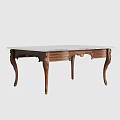 Elegant Wooden Desk With Carved Legs And Marble Top Featuring Drawers