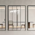 Modern Glass Sliding Doors With Black Frame For Interior Space Partition Design