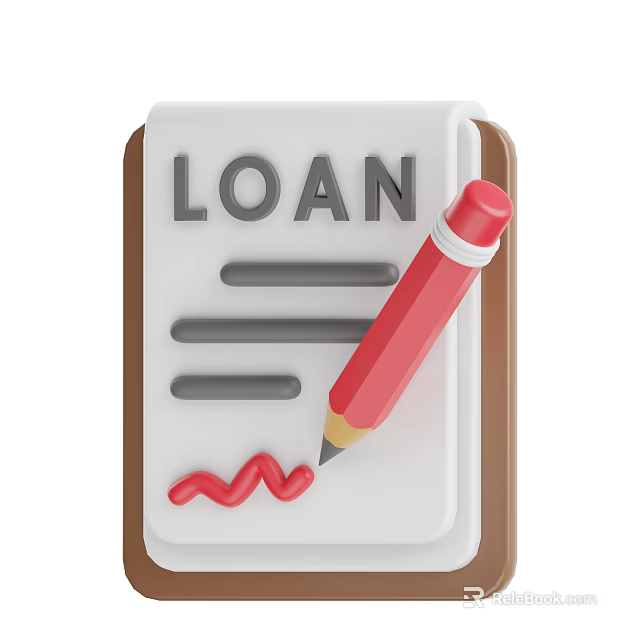Loan Notebook With Red Pencil And Signature On White Page 3d model 