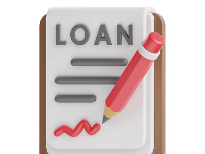 Loan Notebook With Red Pencil And Signature On White Page 3d model