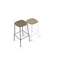 Stylish Bar Stool With Black White Metal Frame And Wooden Seat