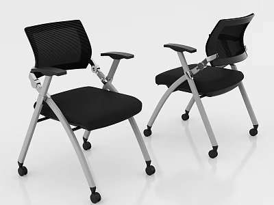 Black Office Chair With Mesh Back Armrests Silver Frame And Rolling Wheels 3d model