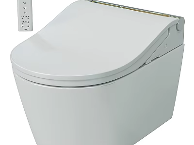Modern White Smart Toilet With Bidet Seat And Remote Control Panel 3d model