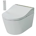 Modern White Smart Toilet With Bidet Seat And Remote Control Panel