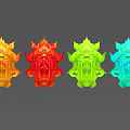 Ornate 3D Jewelry Models In Multiple Different Colors With Intricate Designs