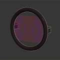 Cartoon Scene of Round Device with Purple Ripples and Green Frame on Dark Background