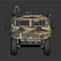 Camouflage Military Tank Featuring Top Mounted Weapon And Large Off Road Wheels