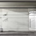 Modern Glass Door Design With Black Frame Transparent Glass And Indoor Plant