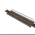 Industrial Railroad Tracks With Steel Guardrails And Gravel Sleepers Structure
