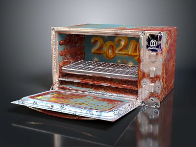 2024 New Unique Computer Case In Red Silver With Internal Storage Rack And Bottom Tray 3d model