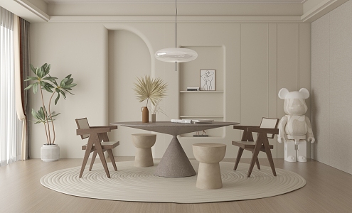 Modern Cream Style Restaurant Cream Restaurant 3d model