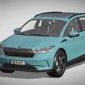 Light blue Skoda SUV with modern design sunroof and alloy wheels