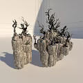 Unique Sculptural Arbor With Twisted Dry Branches On Rocky Base