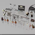 Assorted Musical Instruments and Art Supplies Collection with Pianos Guitars and Wind Instruments