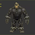 Muscular Horned Dark Skinned Game Movie Character With Metal Bracelets Anklets And Claws