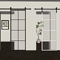 Modern Interior Sliding Barn Doors With Black White Frames And Glass Panels