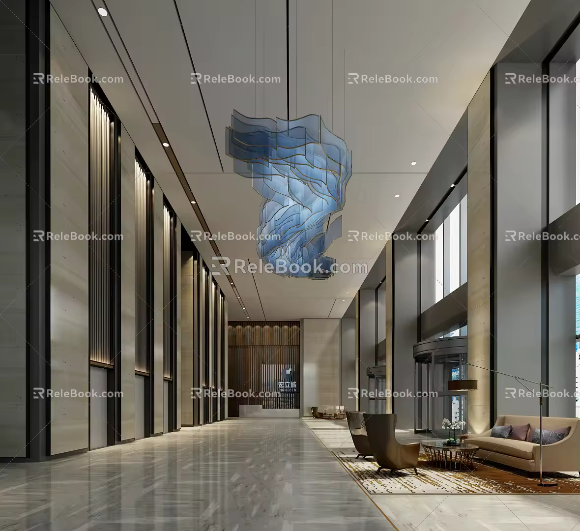 Modern Hall Lobby 3d model