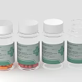 Medical Transparent Medicine Bottles With Green Cross Labels And Colored Pills
