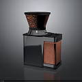 Modern Electric Coffee Grinder With Silver Metal Body And Red Coffee Bean Hopper