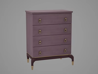 Stylish Purple Chest of Drawers with Metal Handles Dark Wooden Legs and Gold Base Accents 3d model