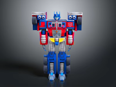 Transformers Optimus Prime Toy Figure in Red and Blue Robot Form With Logo Details 3d model