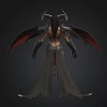 Armored Demon Warrior With Horns Bat Wings And Silver Armor Details