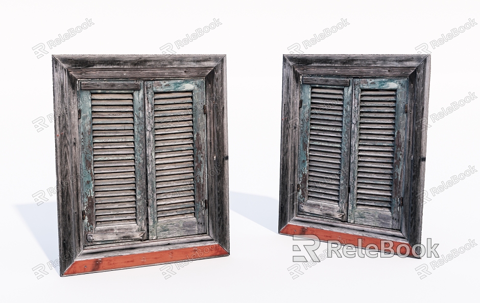 modern shutters shabby wooden window model