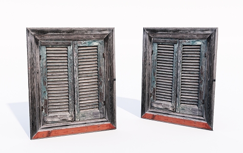 modern shutters shabby wooden window 3d model