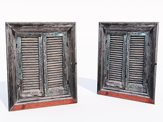 modern shutters shabby wooden window 3d model