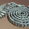 Spiral Stone Structure With Gray Natural Stones And Circular Arrangement Design