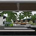 Modern Hotel Building Exterior Featuring Outdoor Pool Palm Trees And Terrace Lounge Space