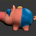 Pink Piggy Bank Character With Blue Swim Goggles And Swim Trunks For Saving Money