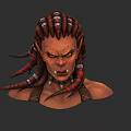 Fierce Fantasy Game Character With Braided Hair Silver Ornaments And Pointed Ears