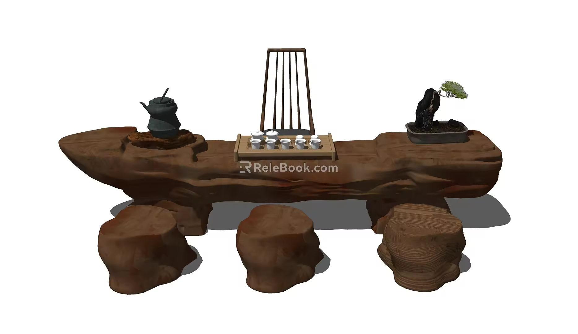 New Chinese root carving tea sea root carving tea table tea table 3d model