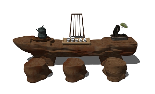 New Chinese root carving tea sea root carving tea table tea table 3d model