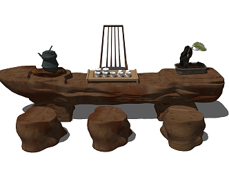 New Chinese root carving tea sea root carving tea table tea table 3d model