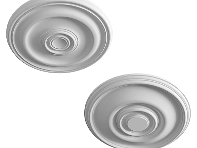 Decorative Round Ceiling Medallions With Concentric Circles And Smooth White Finish 3d model
