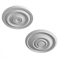 Decorative Round Ceiling Medallions With Concentric Circles And Smooth White Finish 3d model