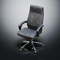 Gray Striped Upholstered Office Chair with Ergonomic Armrests Swivel Base and Wheels