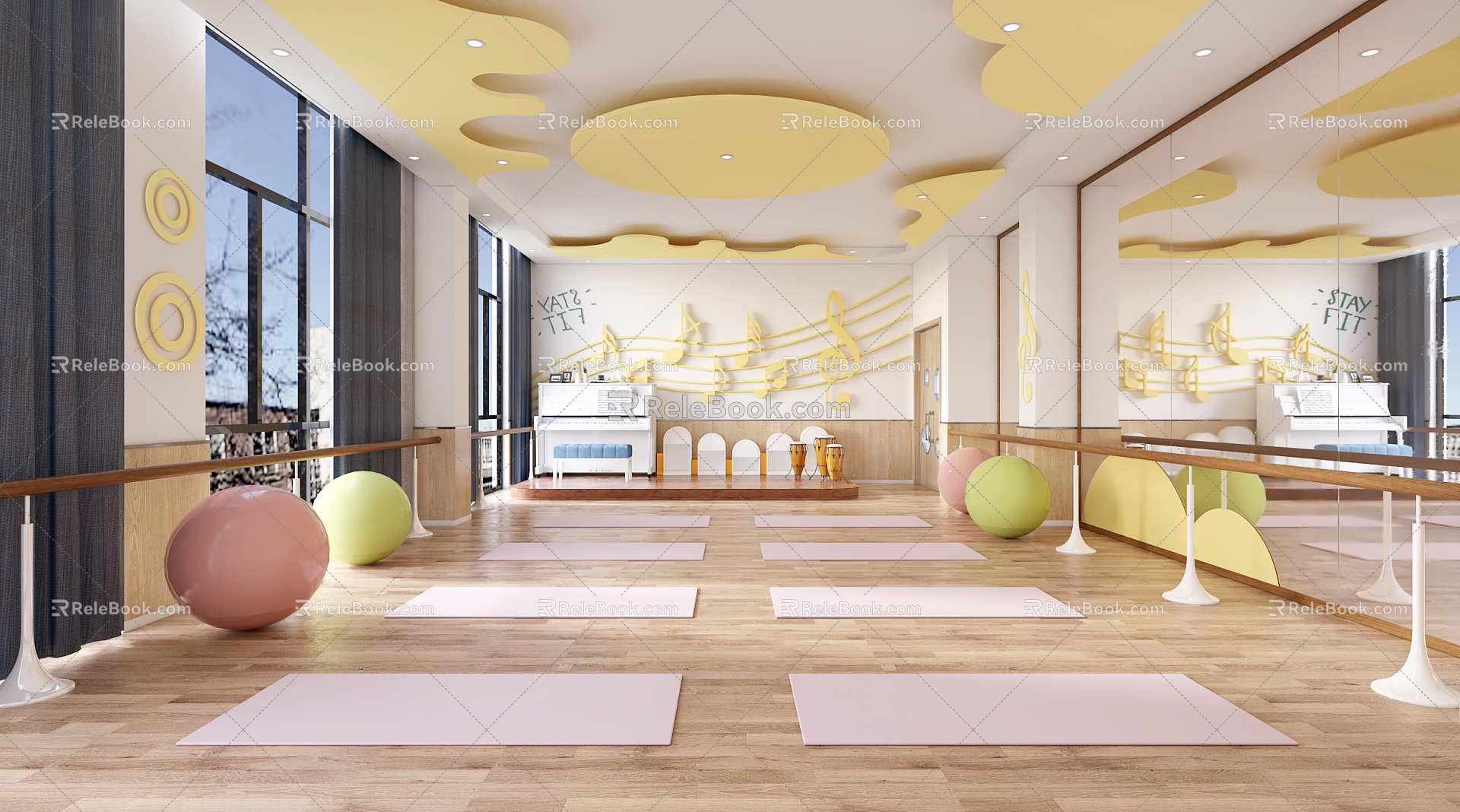 Modern Dance Room Kindergarten Music Dance Room 3d model