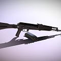 Black Rifle With Long Barrel Gun Stock Magazine On Light Brown Background