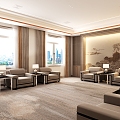 New Chinese Modern Light Luxury Conference Reception Room 3d model