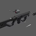 Tactical Black Submachine Gun With Detachable Magazine Red Dot Sight And Bullet Shells