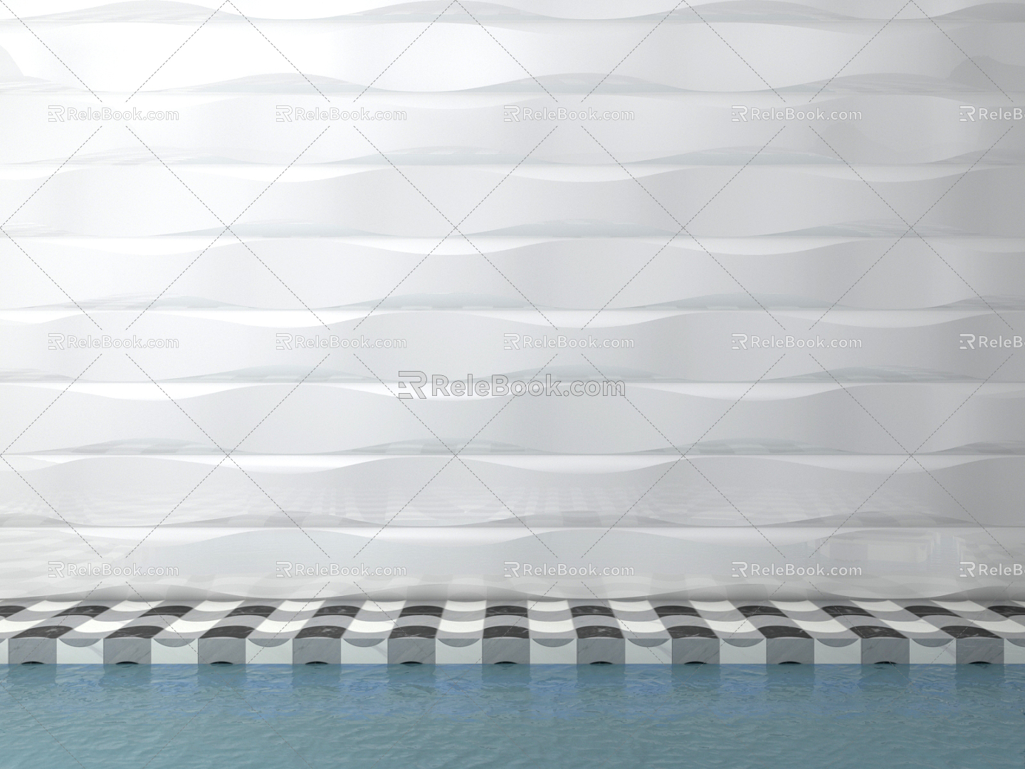 Modern Wall Waves Board Decorative Wall 3d model