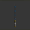 Ornate Fantasy Sword With Glowing Blue Stripes Yellow Hilt And Decorative Top