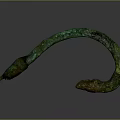 Bronze Sculpture Carving with Ancient Curved Hook Design and Green Patina