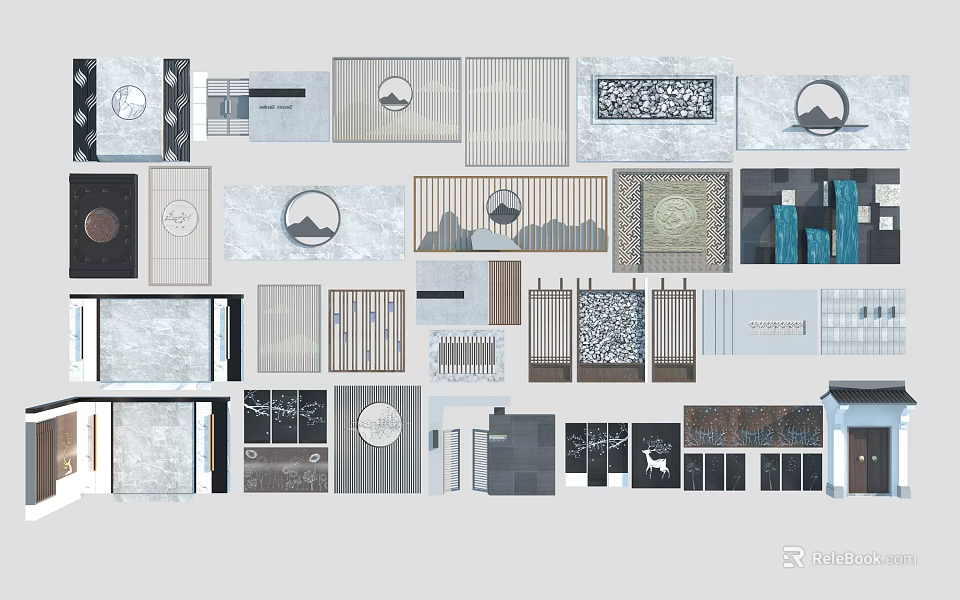 Feature Wall Design Ideas With Modern Traditional Elements And Decorative Patterns 3d model