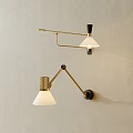 Modern Wall Lamps With Gold Brackets Black Bases And White Shades