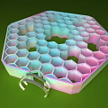 Colorful Hexagonal Honeycomb Playground Equipment With Gradient Pink Blue Holes And Curved Base